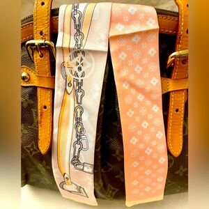Chains & Florals Monogram Patterned in Peach Pink Print